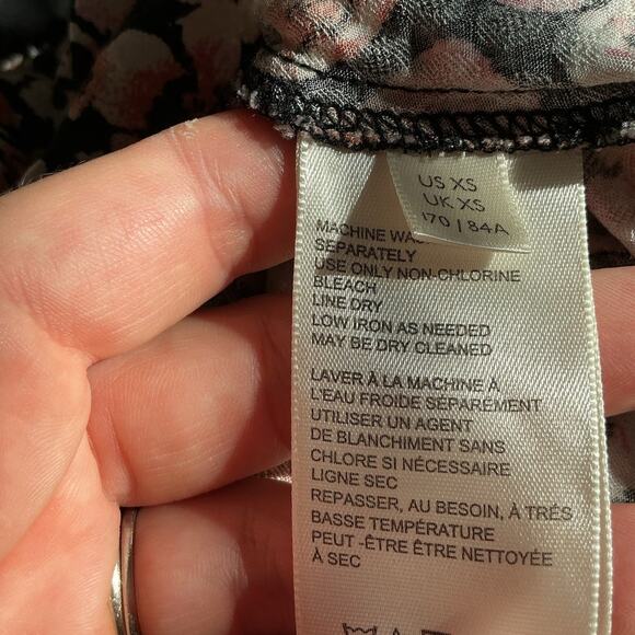 Free People Jael Printed Mini Dress Size XS Black Dark Floral Boho Fall Date - Picture 11 of 12